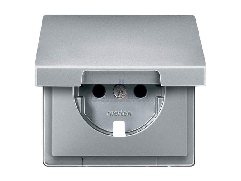 Розетка c/з с крышкой Merten System Design Алюминий
