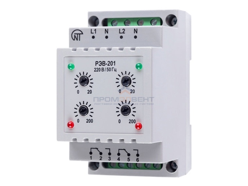 Реле времени РЭВ-201-2 0-10мин, 0-10с 220В на DIN-рейку